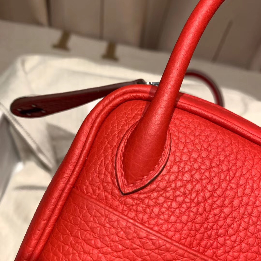 에르메스 미니 린디백19 레드 금장 끌레망스 가죽